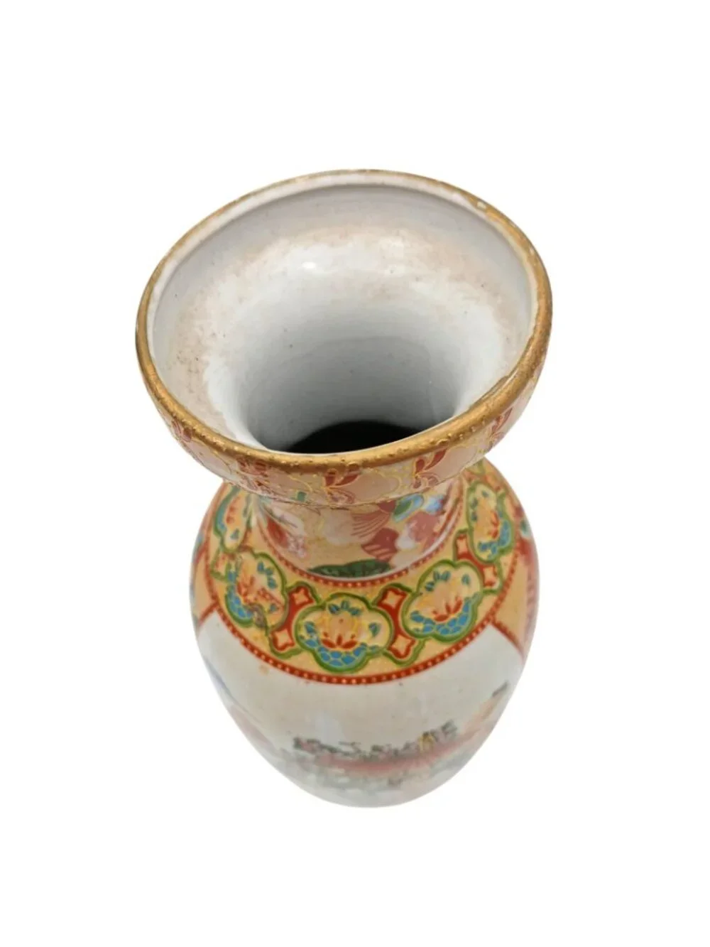Japanese Satsuma Vase Geisha Scenic Floral Gold Gilt Pottery 10